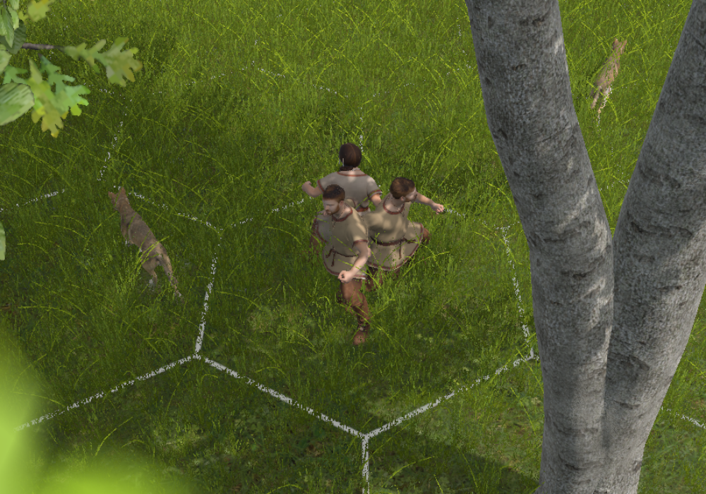 Two travellers stand back to back as the wolves circle.